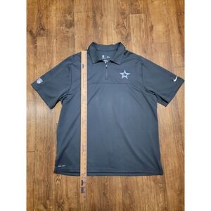 Dallas Cowboys Shirt Mens XL Navy Gray NFL Football Nike Dri Fit Polo Golf
